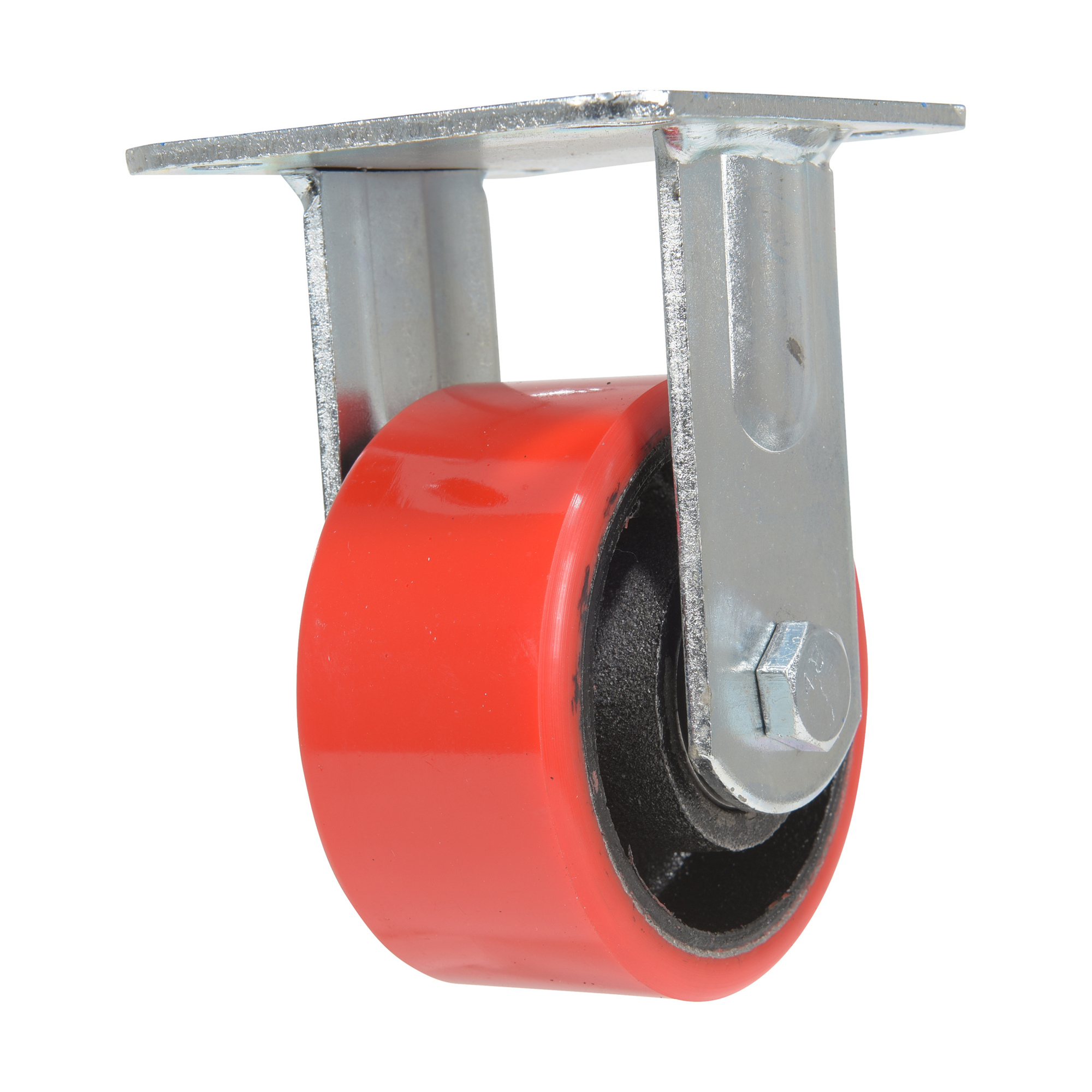 Vestil Polyurethane Rigid Caster - 4in. x 2in., 792 Lb. Capacity, Red, Non-Marking, Model# CST-VE-4X2PU-R